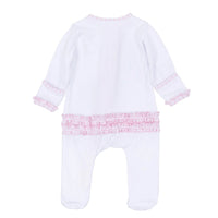 Sweet St Nick Applique Ruffle Zip Footie - Pink
