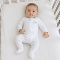 Sweet St Nick Applique Zip Footie - Blue