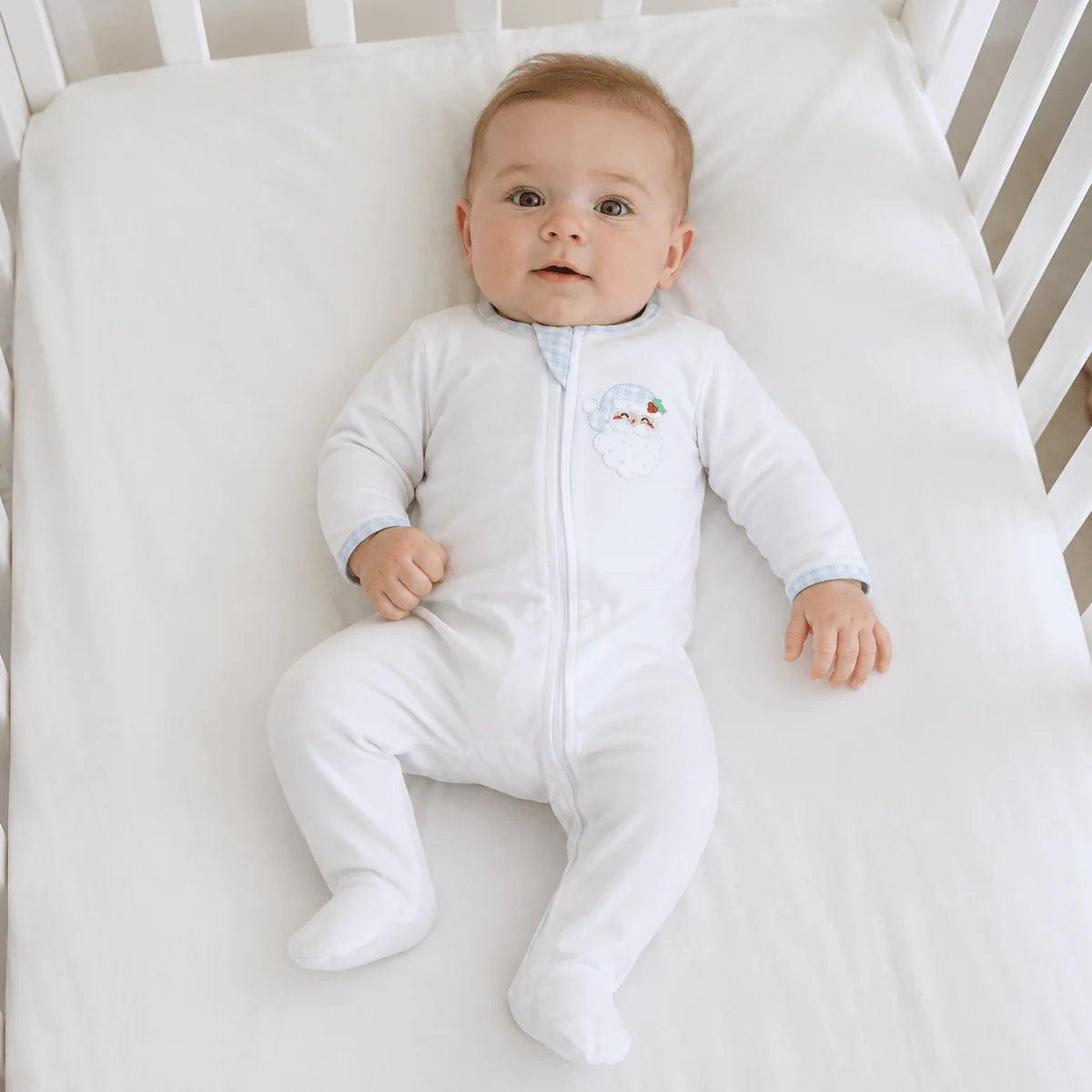 Sweet St Nick Applique Zip Footie - Blue