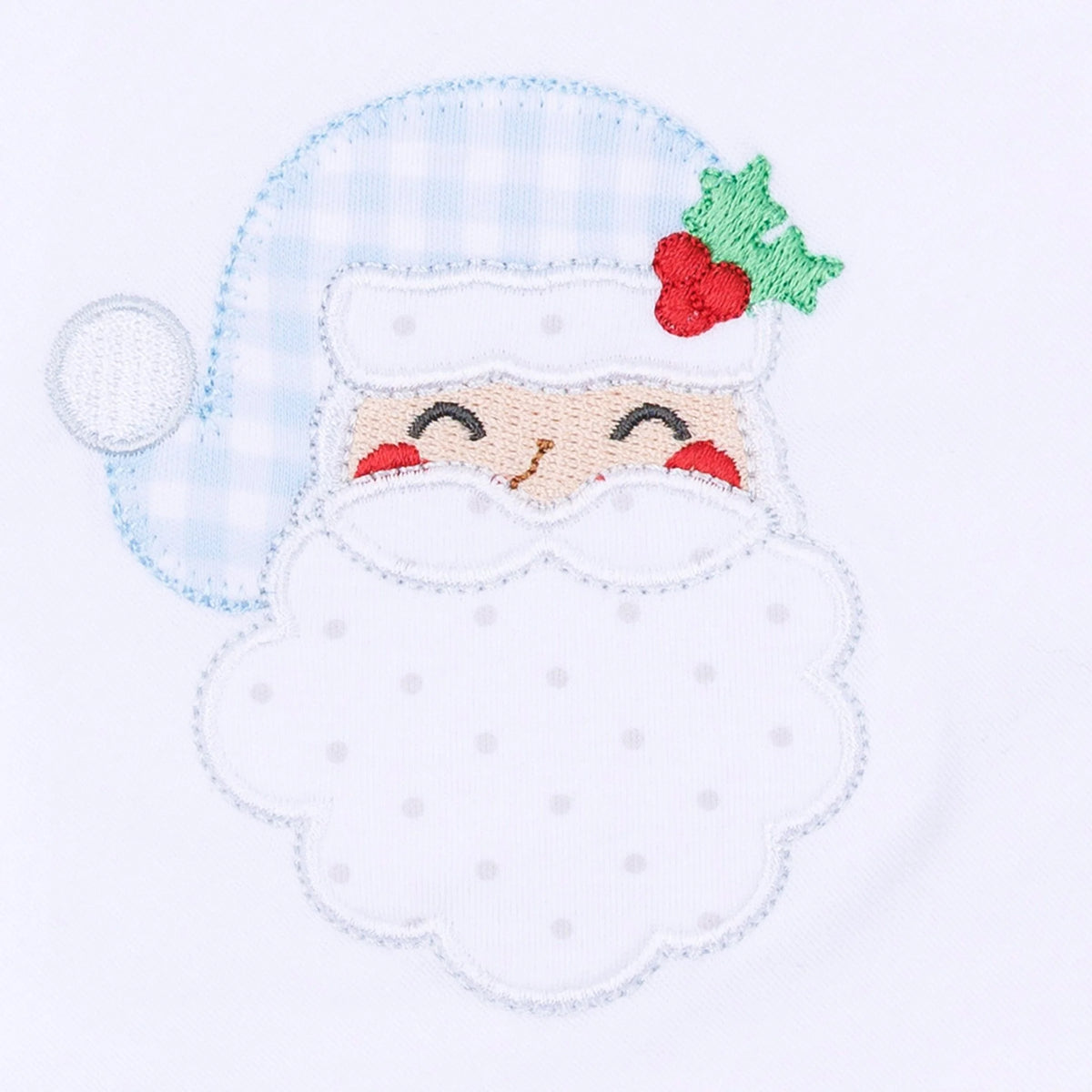 Sweet St Nick Applique Zip Footie - Blue