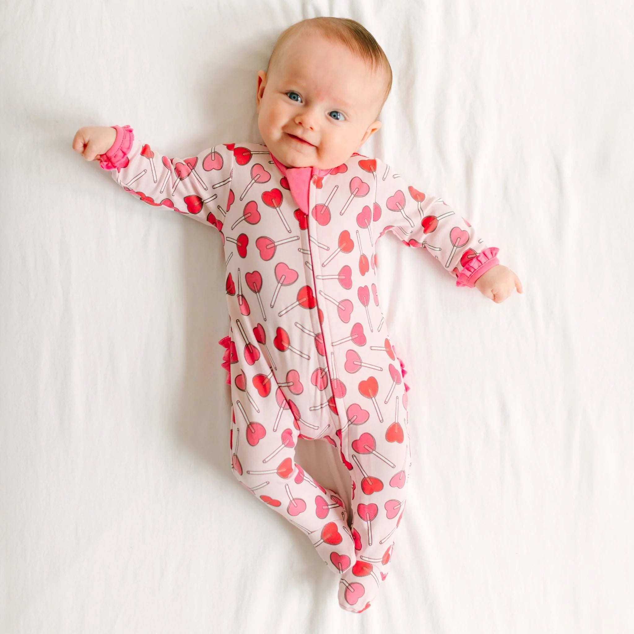 Sweetheart Pops Ruffle Zip Footie