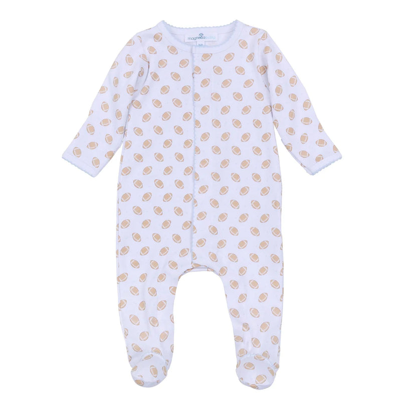 Touchdown Cutie Print Footie - Light Blue