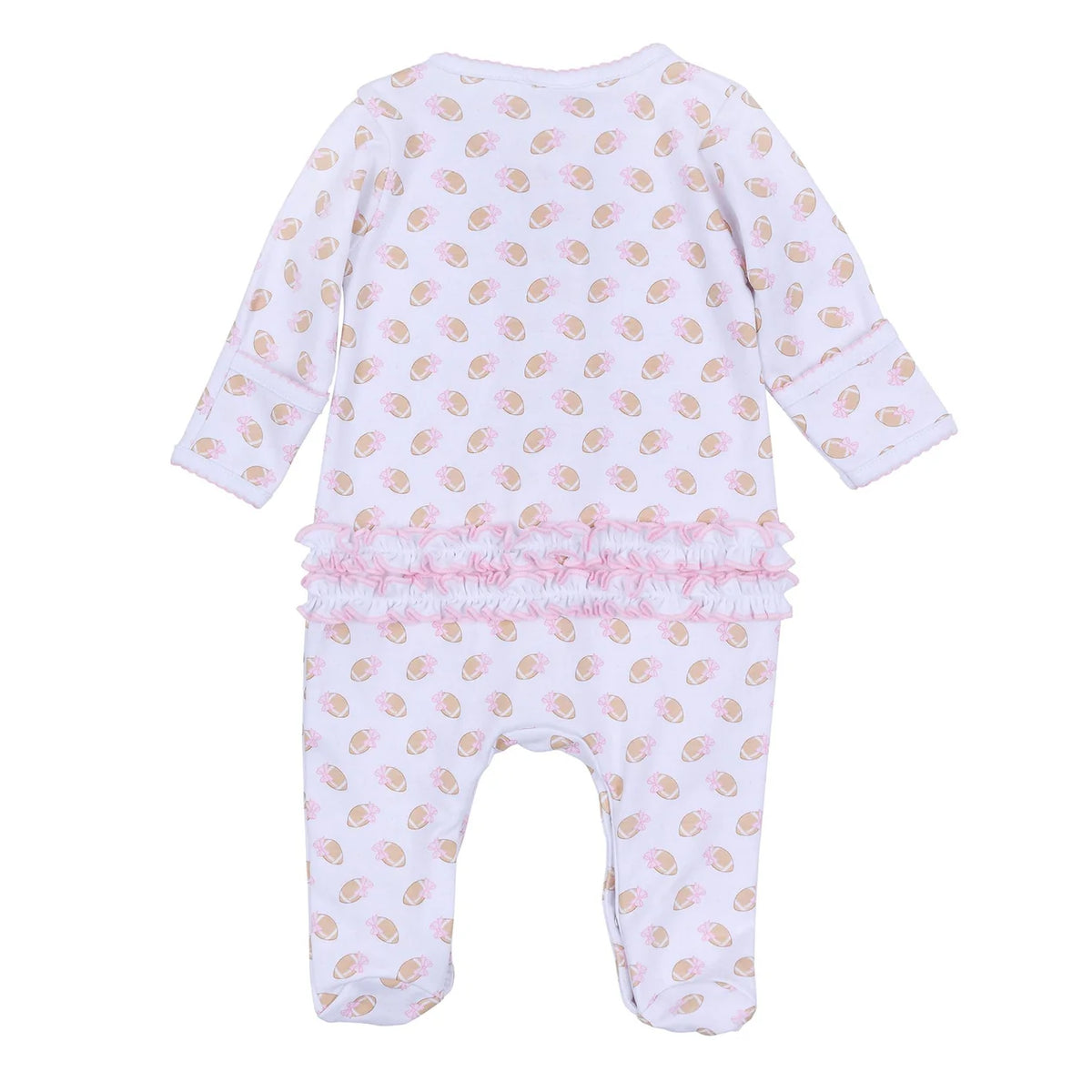 Touchdown Cutie Print Ruffle Footie - Pink
