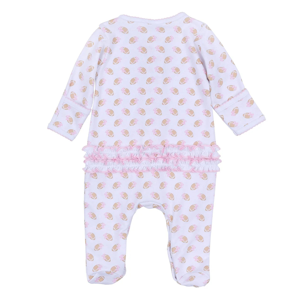Touchdown Cutie Print Ruffle Footie - Pink