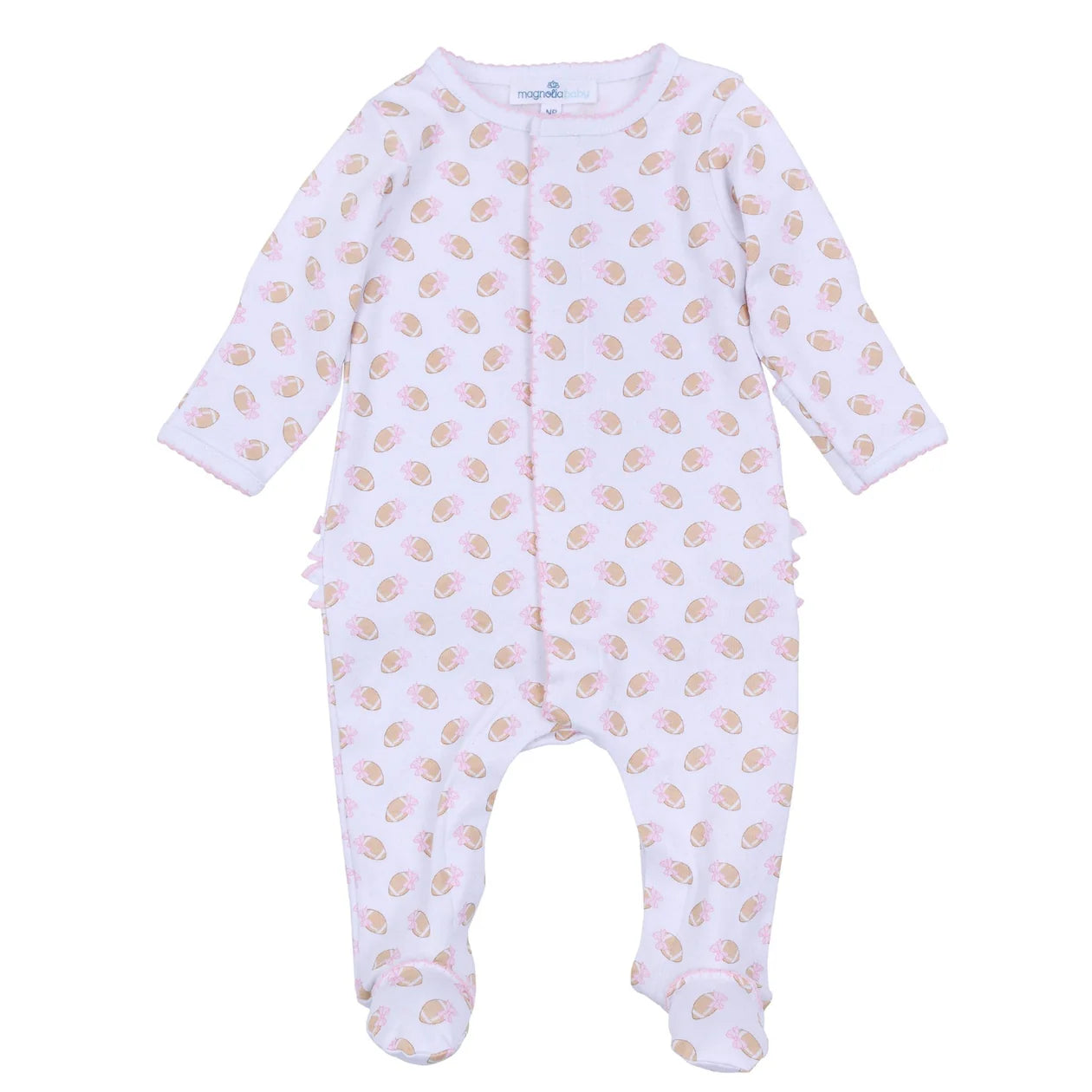 Touchdown Cutie Print Ruffle Footie - Pink