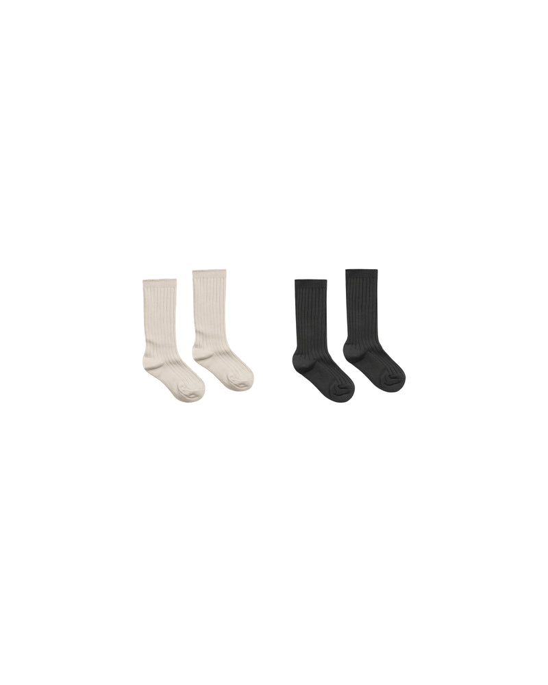 Ribbed Socks || Stone, Black