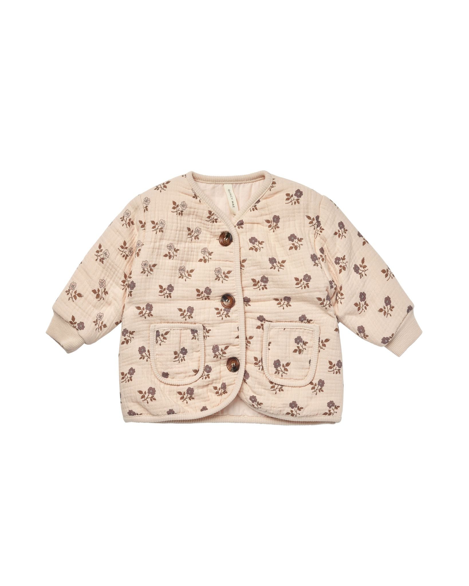 Quilted V-Neck Button Jacket | Fig