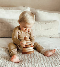 Waffle Convertible Pajamas - Boho Leaves