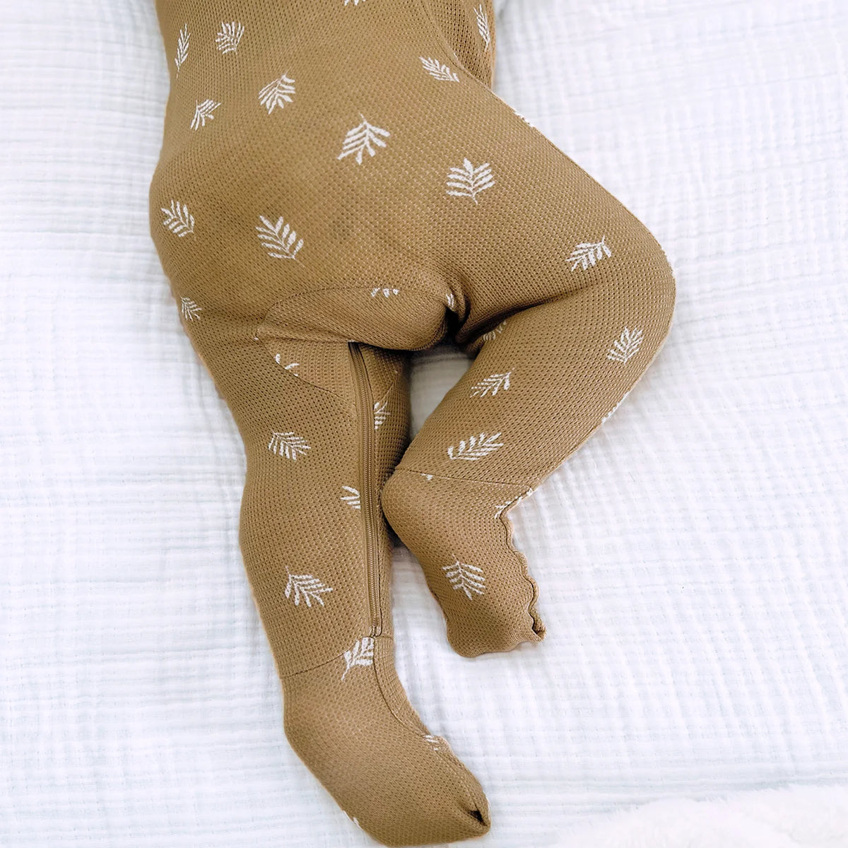 Waffle Convertible Pajamas - Boho Leaves
