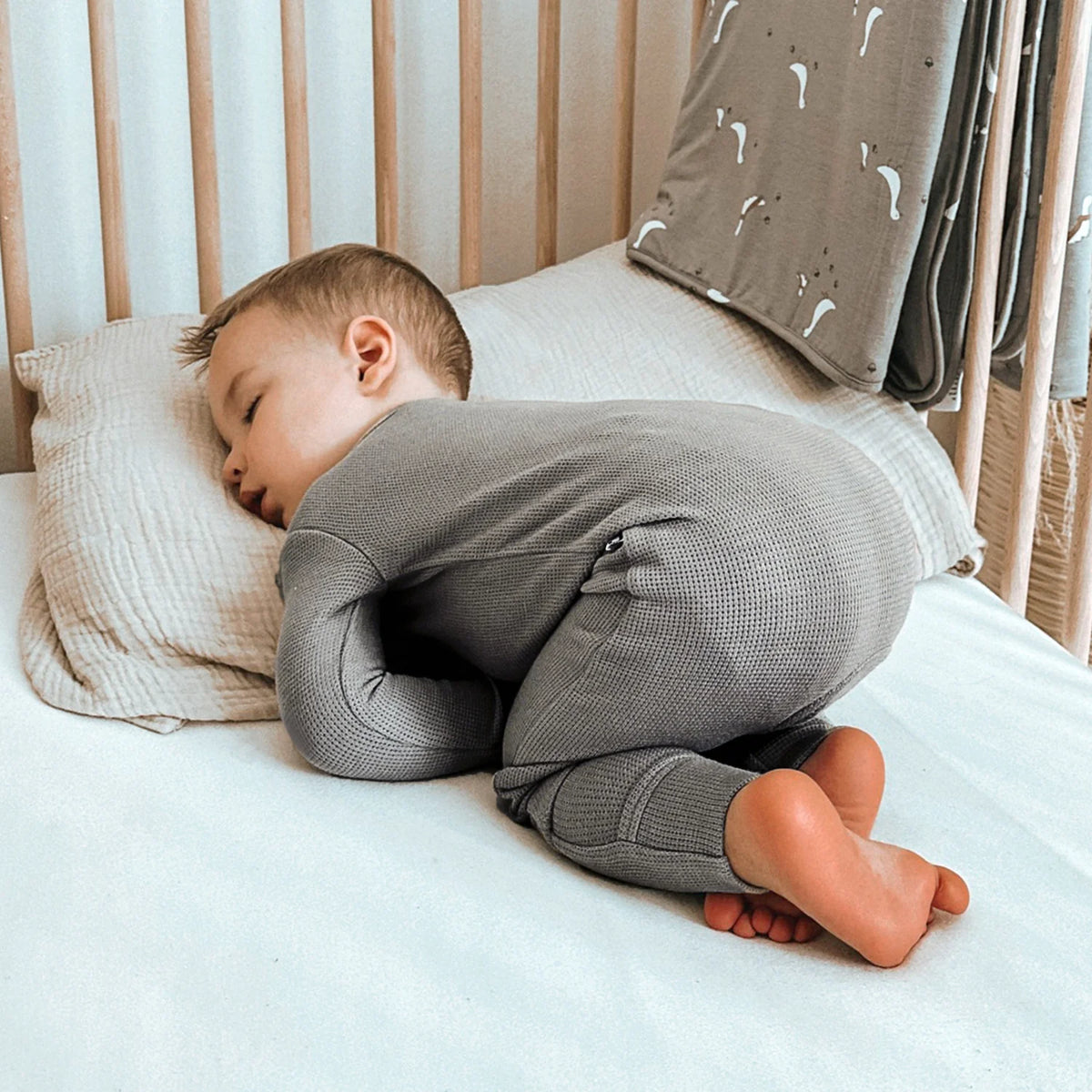 Waffle Convertible Pajamas - Sage
