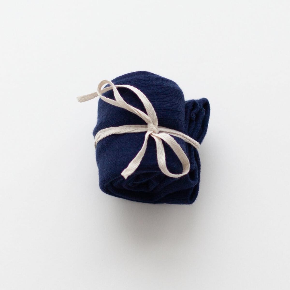 Navy Ribbed Cotton Tights