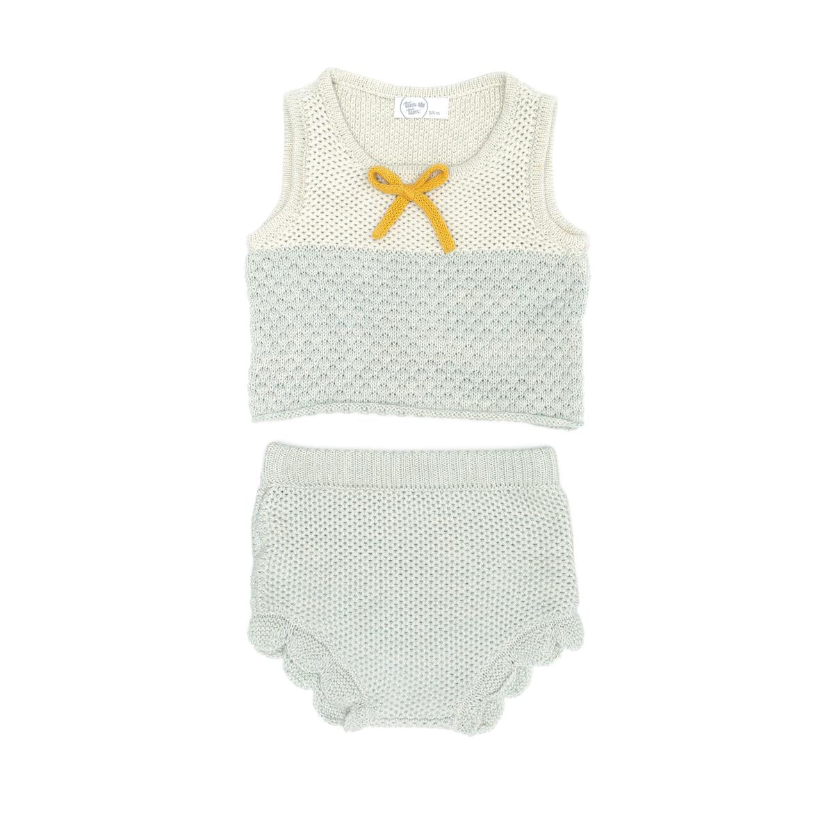 Knitted Set - Light Blue Marl