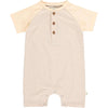 Raglan Block Henley Romper | Beige & Peach