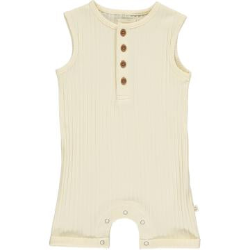 Ribbed Henley Playsuit | Cream