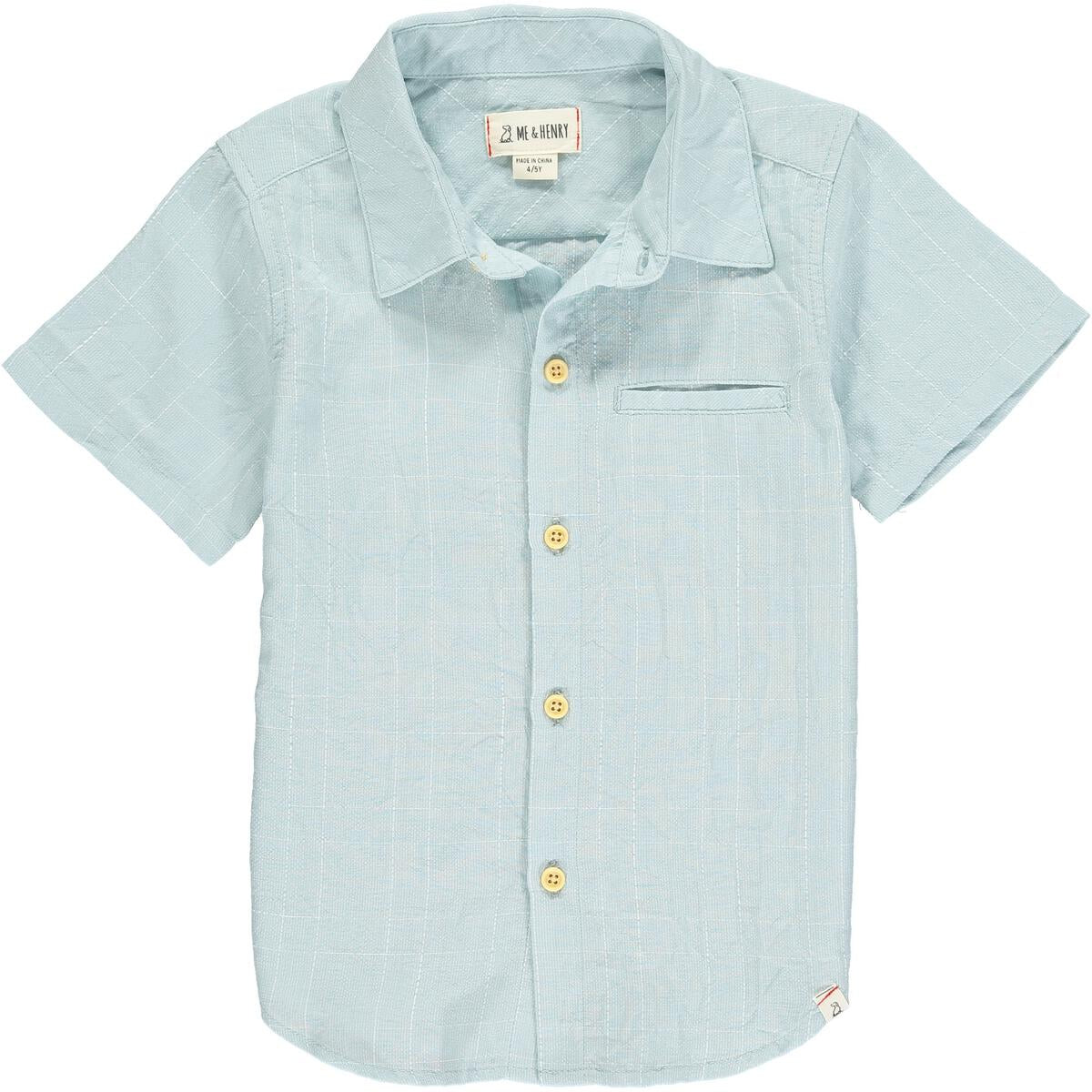 Newport Short Sleeved Shirt - Pale Blue Grid