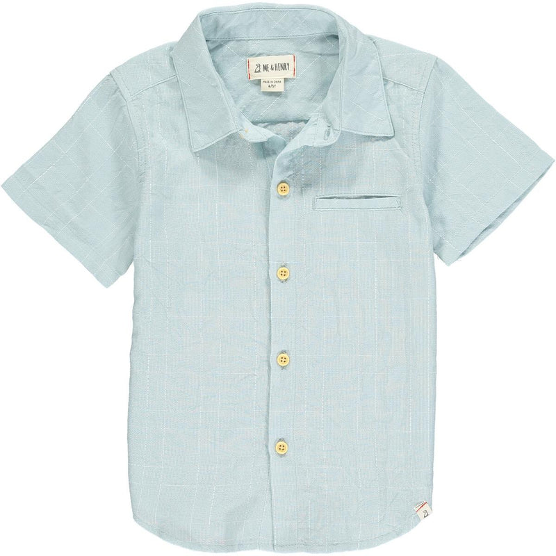Newport Short Sleeved Shirt - Pale Blue Grid