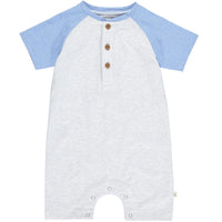 Afloat Block Henley Romper | Grey & Navy
