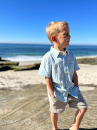 Newport Short Sleeved Shirt - Pale Blue Grid