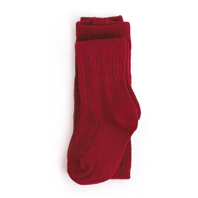 Crimson Cable Knit Tights