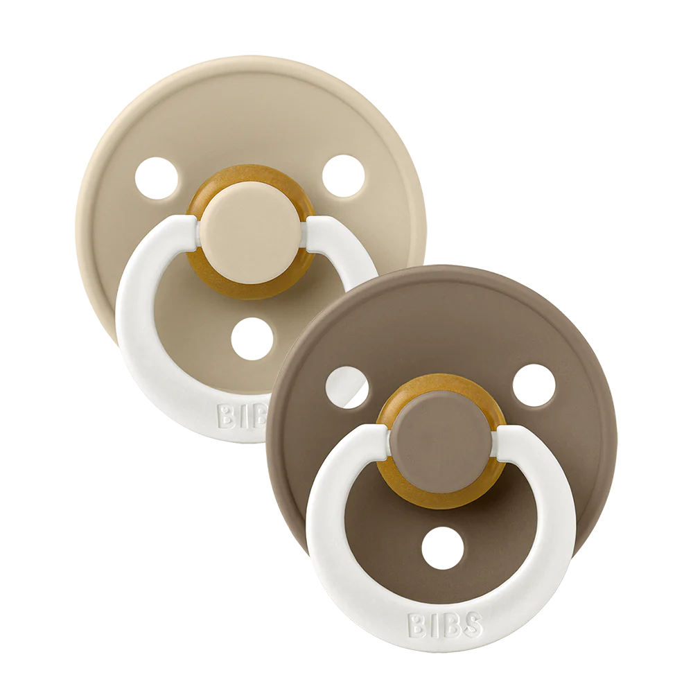 BIBS Pacifier 2 PK Vanilla Glow + Dark Oak Glow | Round