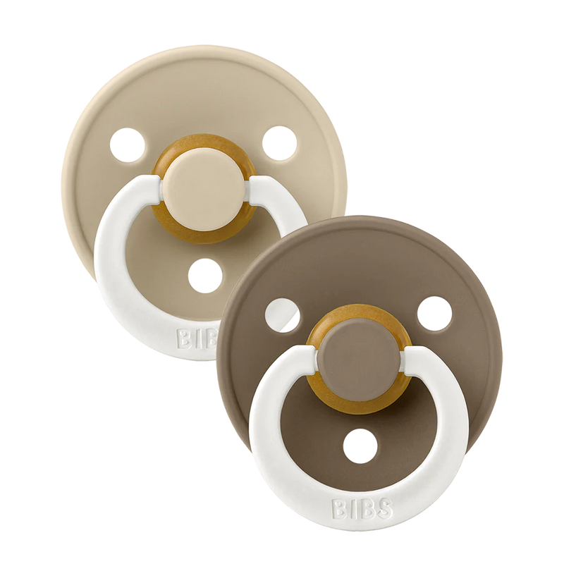 BIBS Pacifier 2 PK Vanilla Glow + Dark Oak Glow | Round