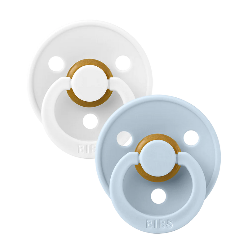 BIBS Pacifier 2 Pack | White/Baby Blue