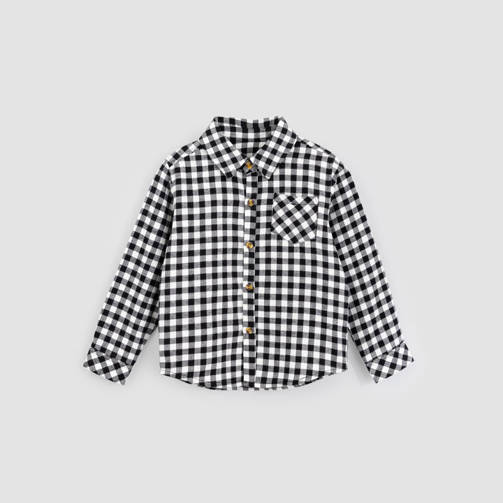 Black and White Checkered Flannel Shirt
