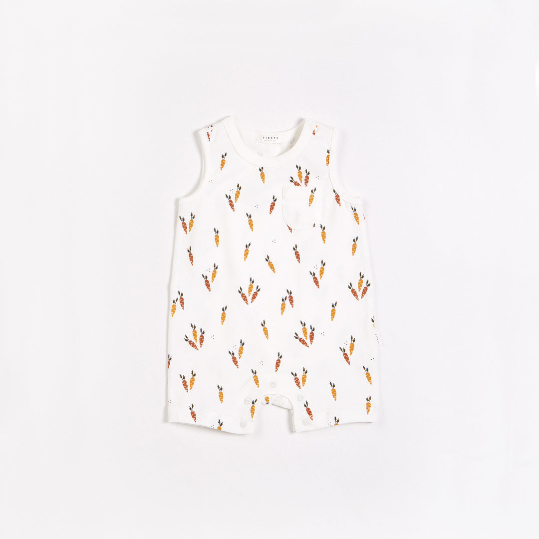 Carrots Print on Sleeveless Romper