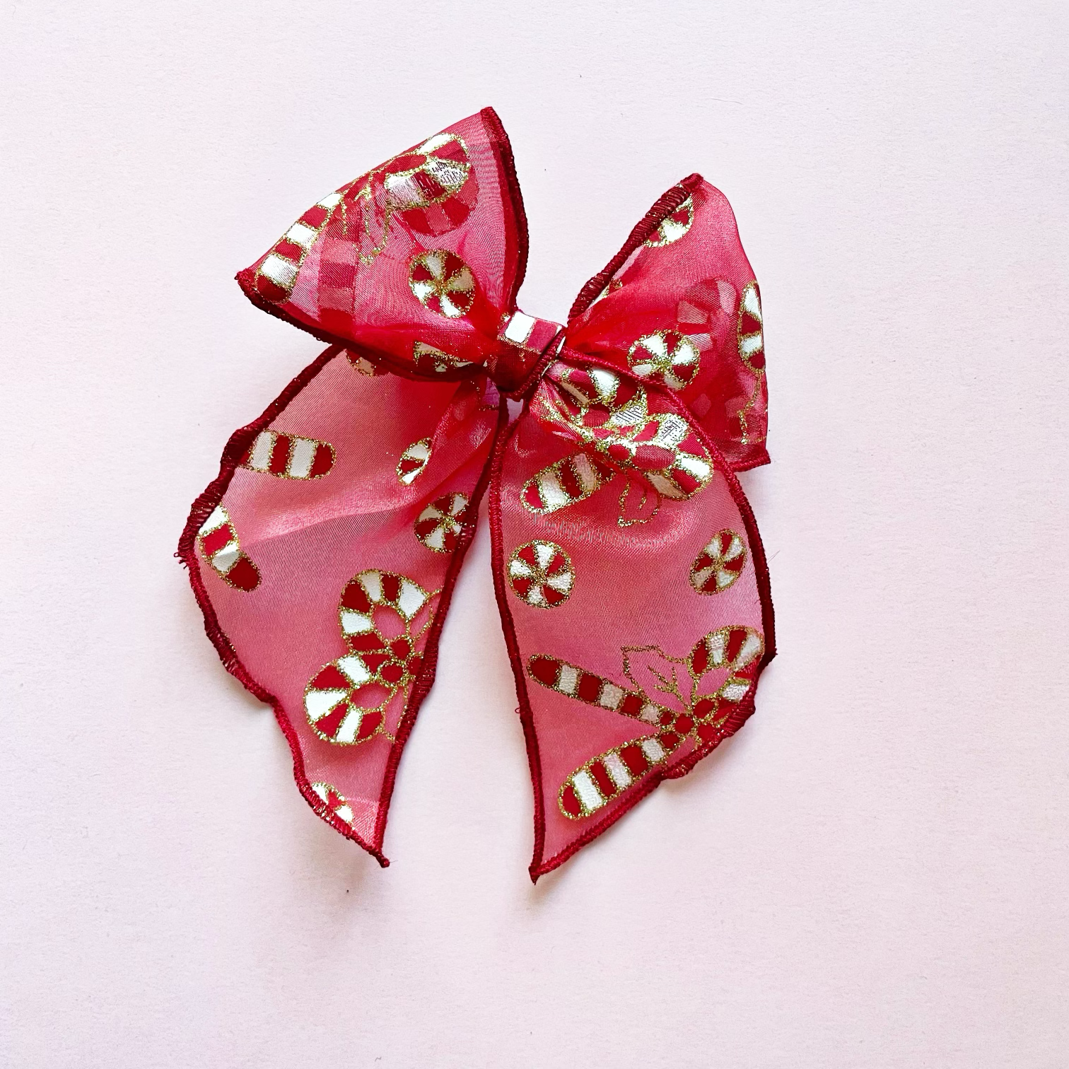 Sheer Candy Canes Elle Bow: Large