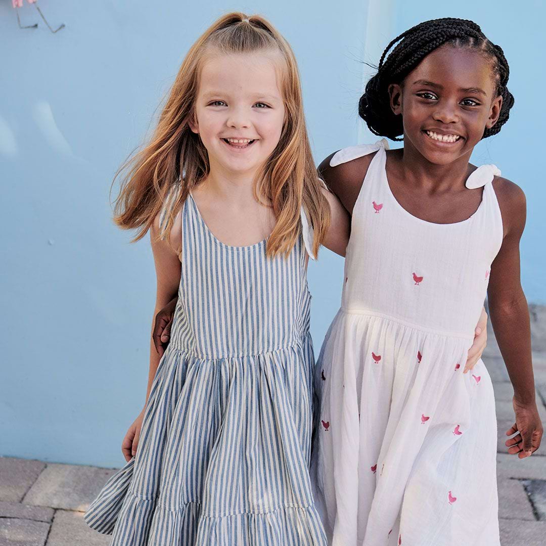 Girls Taylor Dress - Pink Chickens