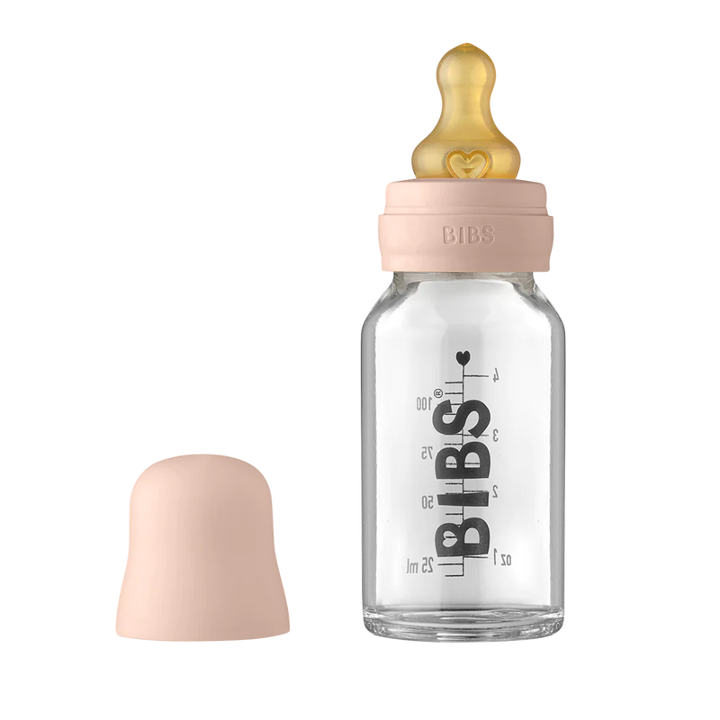 BIBS Baby Glass Bottle Complete Set - 110ml | Blush