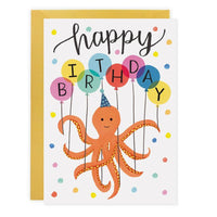 Octopus Balloons Birthday Card