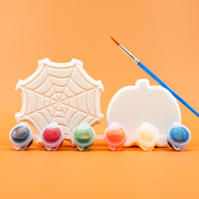Halloween Paint Your Own Bath Bombs - Spider Web and Pumpkin