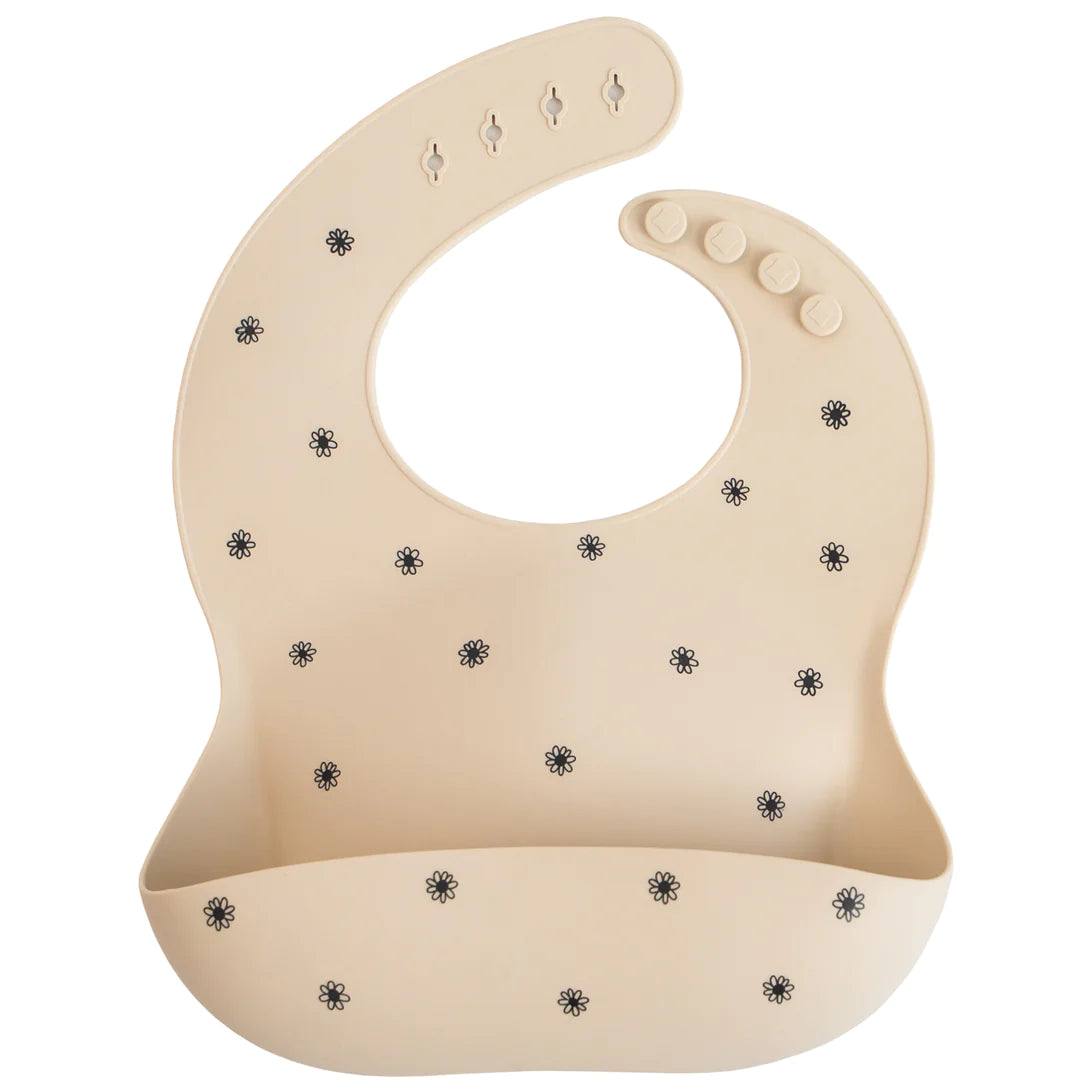 Silicone Baby Bib | Black Daisy