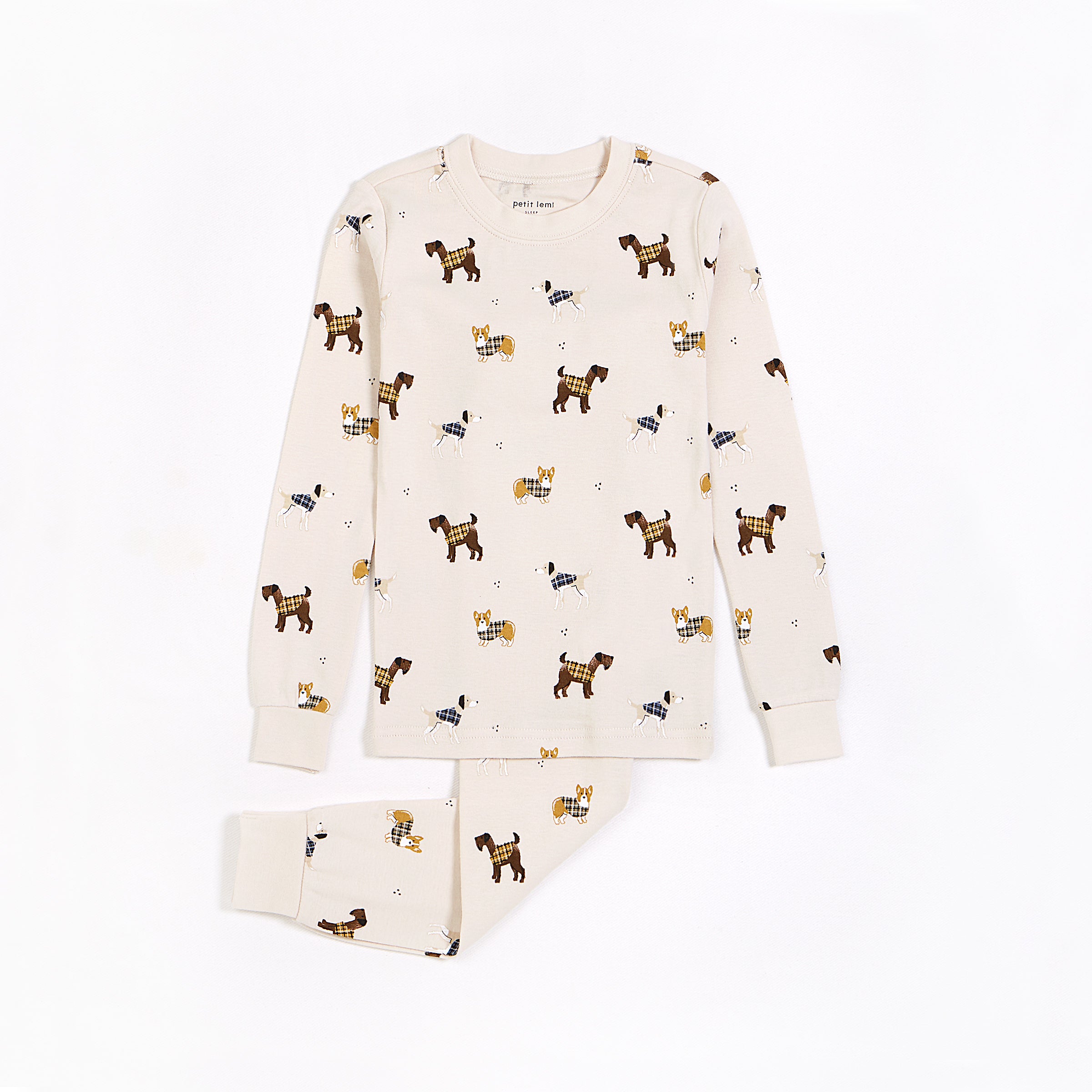Tartan Hounds Print on Beige PJ Set