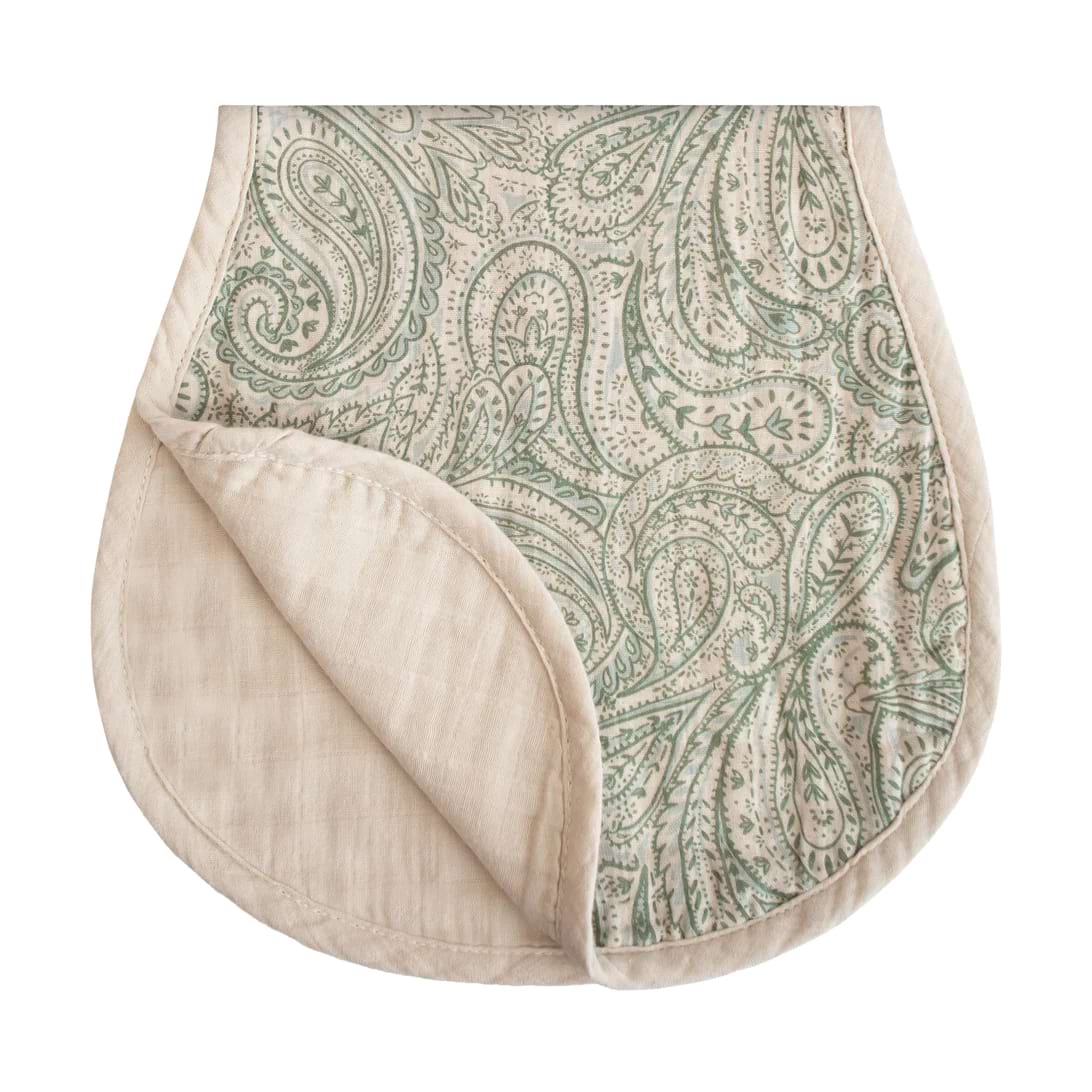 Muslin Burp Cloth 2-pack | Green Paisley/Fog