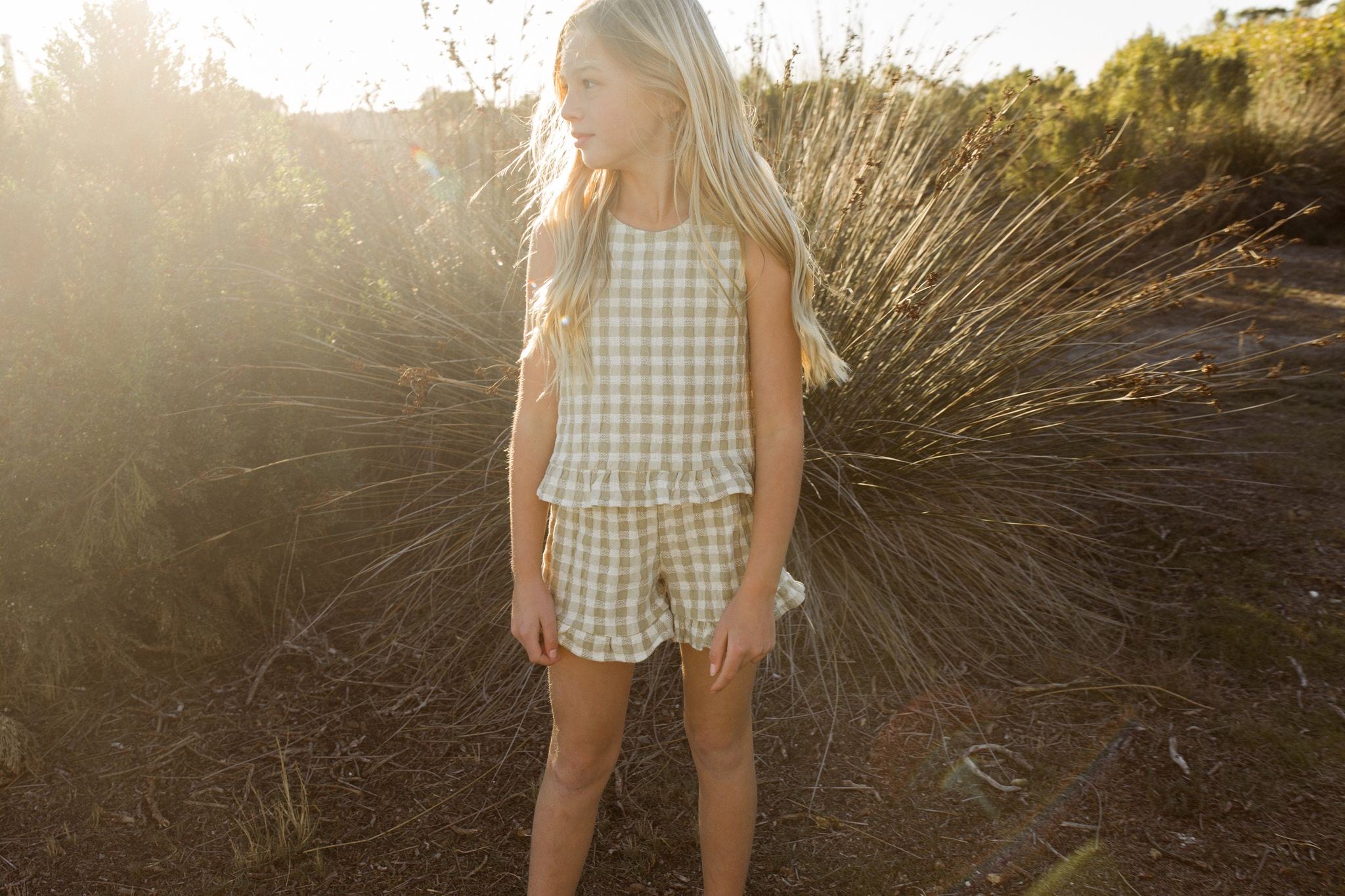Cardiff Ruffle Short || Butter Gingham