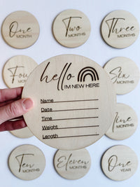 Wooden Milestone Set | Name + Info Disc