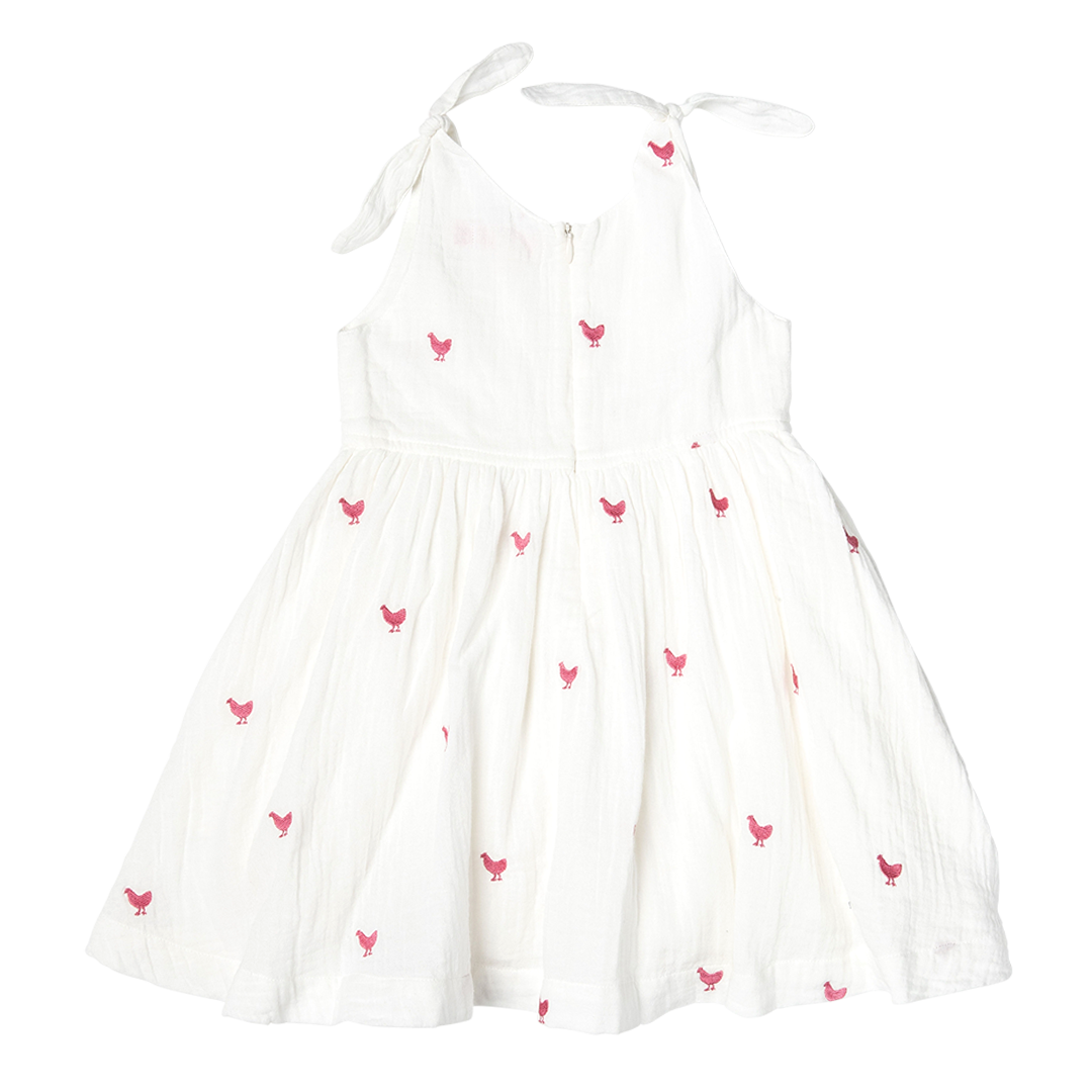 Girls Taylor Dress - Pink Chickens