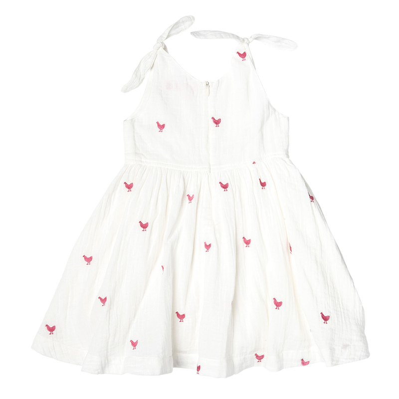 Girls Taylor Dress - Pink Chickens