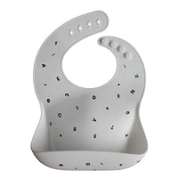 Silicone Baby Bib - Letters White