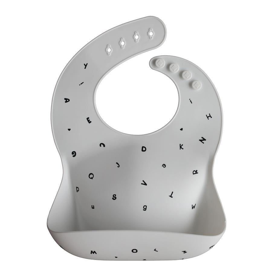 Silicone Baby Bib - Letters White