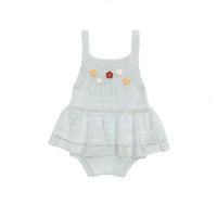 Flower Romper | Light Blue Marl