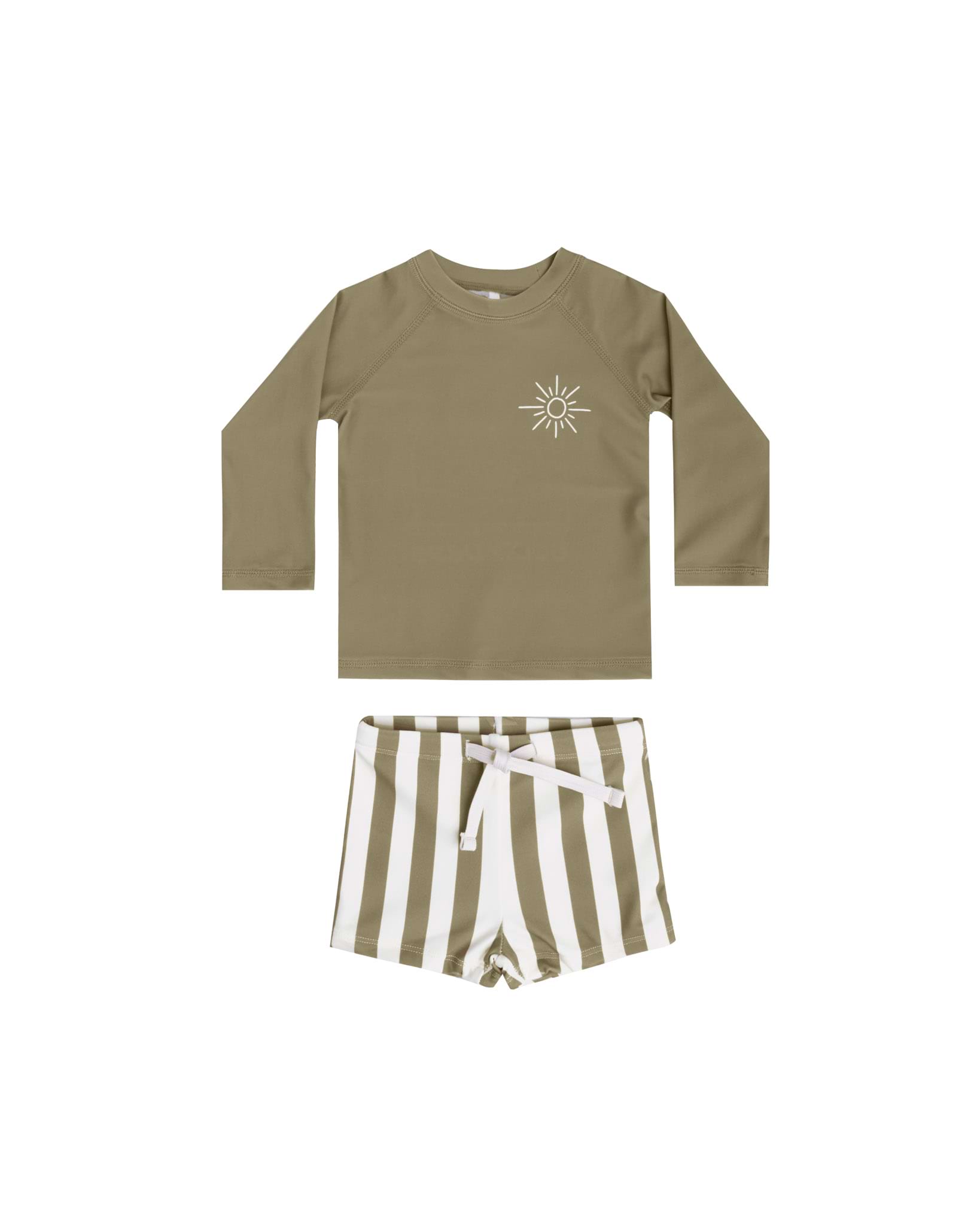 Rash guard Boy Set | Olive Stripe