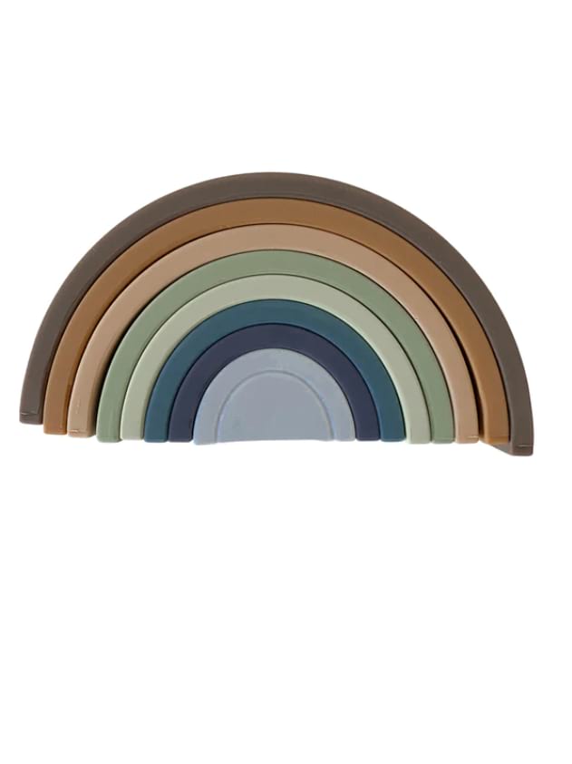 Rainbow Teether Silicone Stacker- Eucalyptus