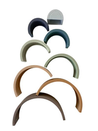 Rainbow Teether Silicone Stacker- Eucalyptus
