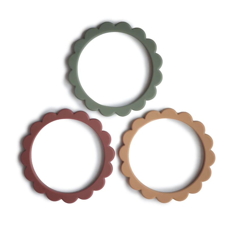 Flower Teething Bracelets - Dried Thyme/Berry/Natural