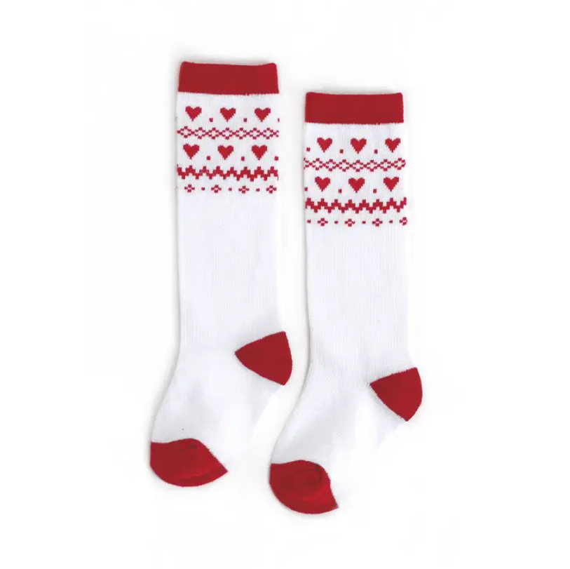 Heart Fair Isle Knee High Socks