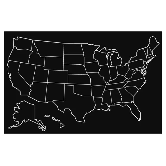 US Map 12" x 17" Chalkboard Placemat