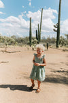 Pinafore Dress | Minty Green Print